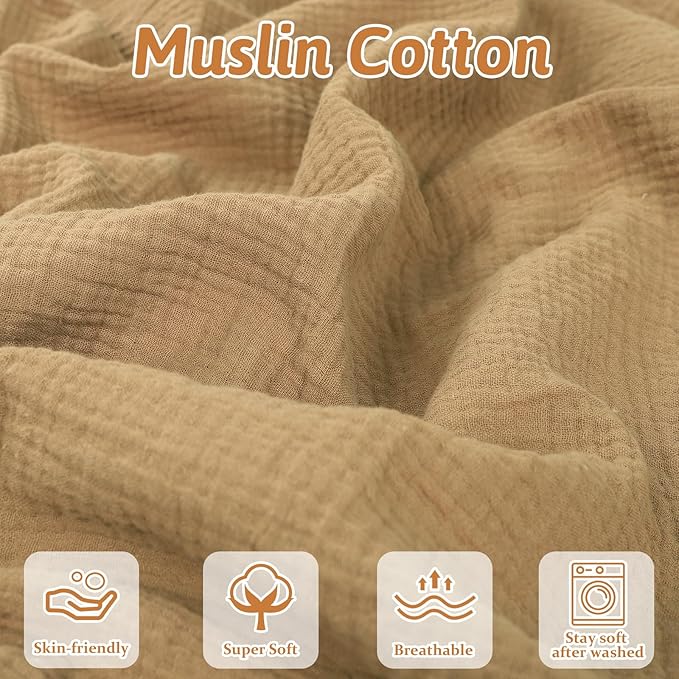 Hooyax Muslin Baby Lounger Cover 1 Pack, 100% Cotton Soft & Breathable Infant Lounger Covers Only for Newborn (Brown)