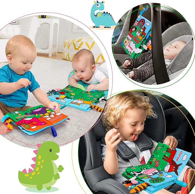 2 PCS High Contrast Crinkle Baby Books 0-6 Months Interactive Sensory Baby Toys 9-12 Month Montessori Activities Touch Feel Infant Book 0-3-6 Month Car Seat Travel Essentials Newborn Development Gift