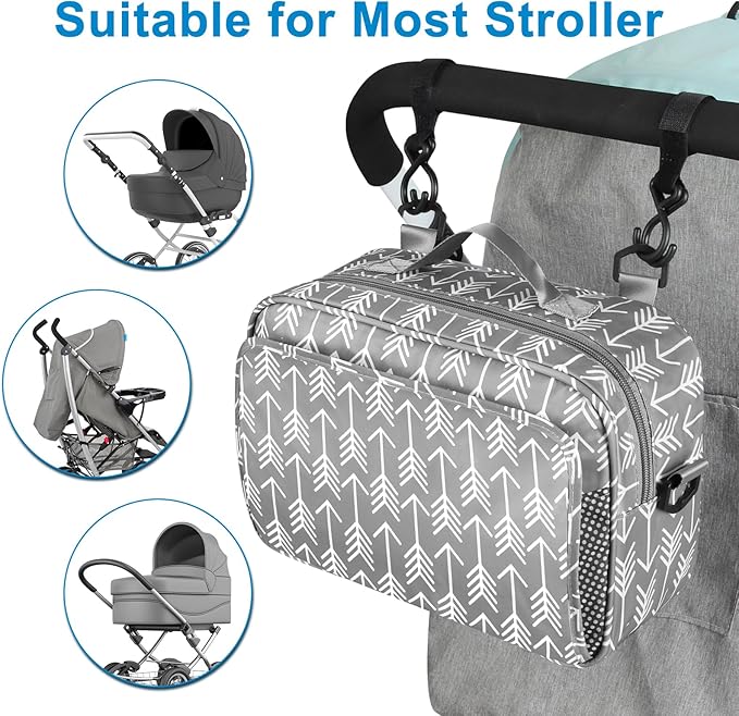 Accmor Stroller Organizer, Universal Stroller Organizer with Insulated Cup Holder Pocket, Dual Purpose Large Capacity Stroller Bag Caddy, Stroller Accessories Fits for Uppababy, Doona, Nuna Strollers