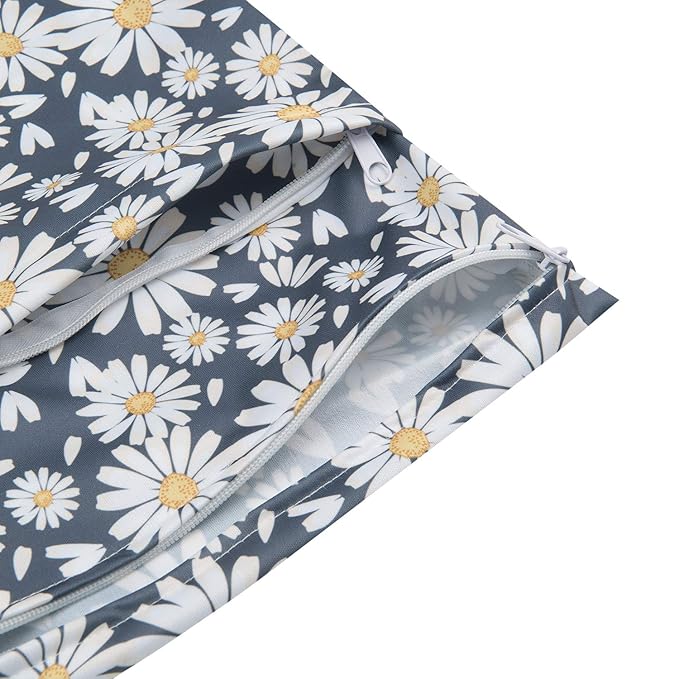 ALVABABY 2pcs Cloth Diaper Wet Dry Bags Waterproof Reusable with Two Zippered Pockets Travel Beach Pool Daycare Soiled Baby Items Yoga Gym Bag for Swimsuits or Wet Clothes L12208