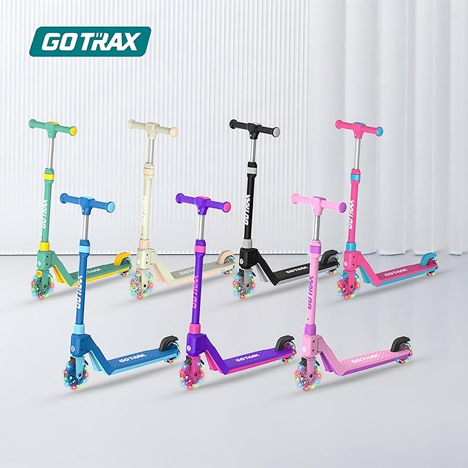 Gotrax K03 Kick Scooter for Kids, 5" LED RGB Lighted Wheels, 4.6 Lbs Lightweight and One-Click Detachable Design, Height Adjustable Handlebars, Anti-Slip Deck and Max Load 110 Lbs for Boy&Girl Age 3+