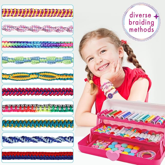 Friendship Bracelet Making Kit with Storage Box,DIY String Bracelet Arts and Craft for Girls Aged 8-12, Birthday Gifts for Ages 6 7 8 9 10 11 12 Year Old -Light Blue