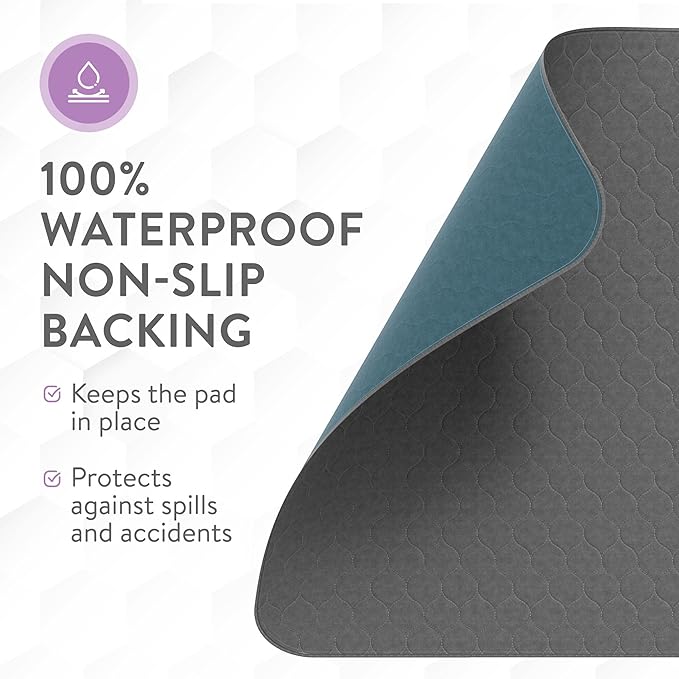 Inspire Underpads | Stain Hiding Gray Reusable Incontinence Bed Pads | Waterproof Mattress Pad | for Adults Babies and Dogs (34 X 36 - 4 Pack)