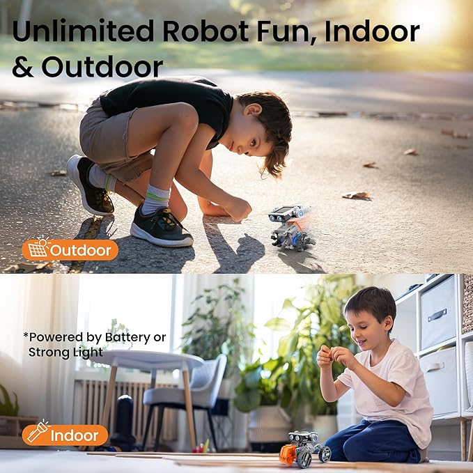 AOHU Solar Robot Building Kit STEM Gift for Boys Aged 8-13, DIY 15-in-1 Educational Science Building Toy, Solar or Battery Powered Robotic Set for Children Birthday with 212 Pieces