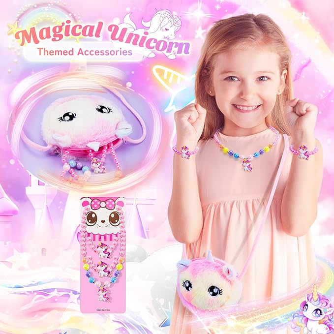 13PCS Unicorns Gifts for Girls Kids Toys 3 4 5 6 7 8 9 10 Years Old with Stationery Plush Diary with Lock/Glowing Blanket/Eye Mask/Crossbody Bag Teen Girl Birthday Christmas Unicorn Toy