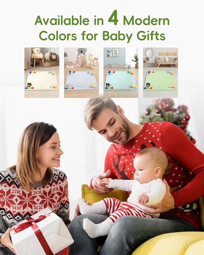 Baby Play Mat, 50''x50'' Playpen Mats with 4 Sensory Development Zones for Motor Skills, Unique Crawling Mats with Non-Slip Cushioned That Fits Nicely into Any Playroom, Grey