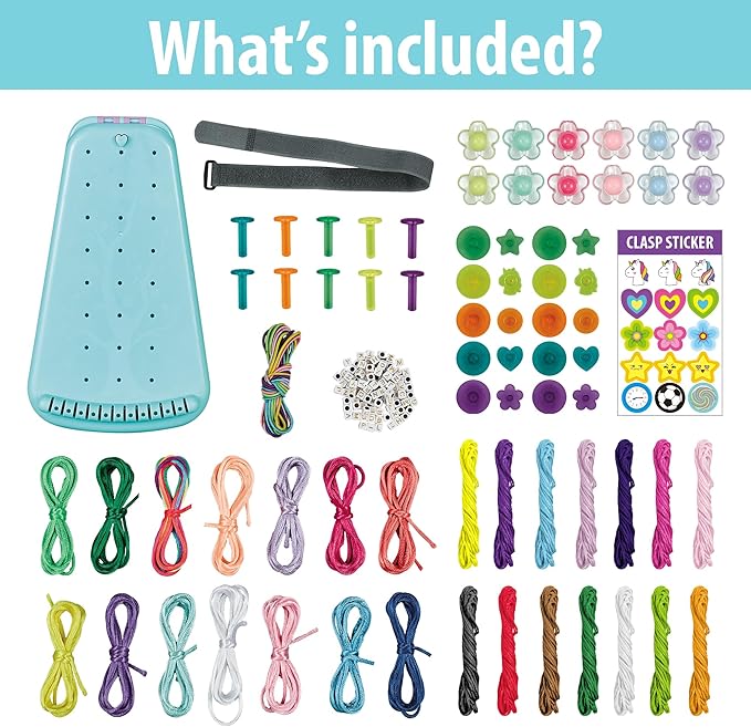 Chilpals Friendship Bracelet Making Kit for Girls,Arts and Crafts for Kids Ages 8-12,Birthday Gifts Ideas for Girl 7 8 9 10 11 Year Old - 2 in 1 Bracelets String Maker Toys Set (Blue)