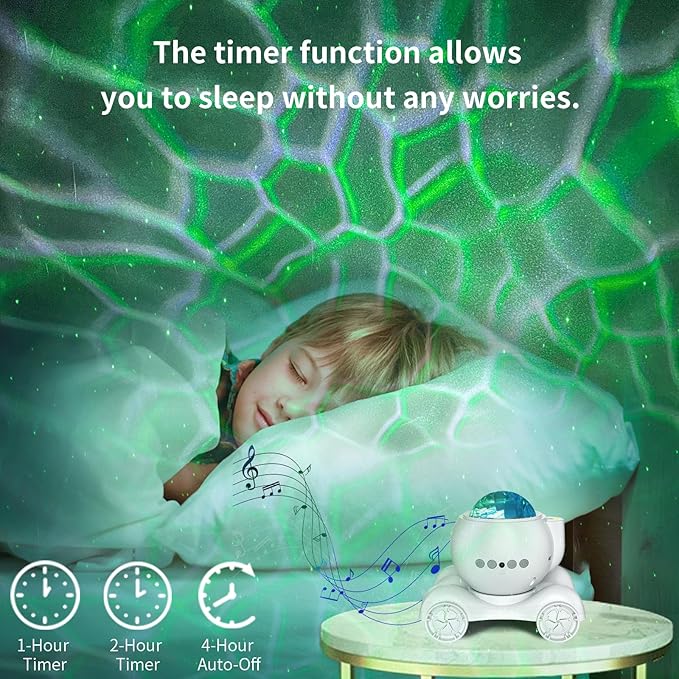 ENOKIK Star Projector, Galaxy Projector Built-in Bluetooth Speaker and 8 White Noise, Night Light for Kids Adults, Aurora Nebula Lamp for Home Decor/Relaxation/Party/Music/Gift (White)