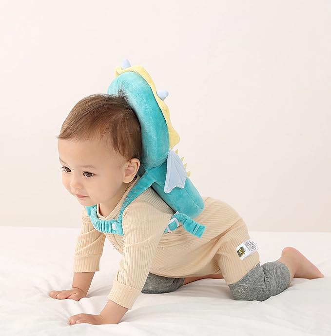 Feidoog Baby Head Protector Cushion Backpack with 3 Knee Pads for Walking & Crawling,Green
