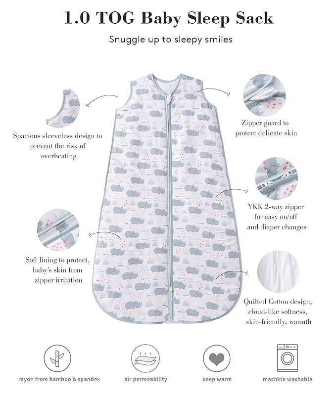Baby Sleep Sack 2-4 T 95% Rayon from Bamboo 5% Spandex Boys & Girls Wearable Blanket 1.0 TOG Toddler Sleeping Sack 2- Way Zipper X-Large