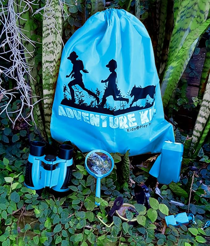 Adventure Kidz - Outdoor Exploration Kit, Children’s Toy Binoculars, Torch, Compass, Whistle, Magnifying Glass, Backpack. Great Kids Gift Set for Camping, Hiking, Educational and Pretend Play.