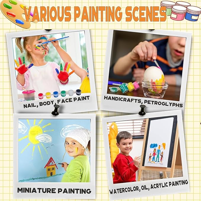 280 Pcs Washable Acrylic Paint for Kids Arts and Crafts, 20 Gouache Watercolor Paint Sets of 12 Colors for Party Classroom Painting Supplies, 20 Flat and 20 Pointed Brushes