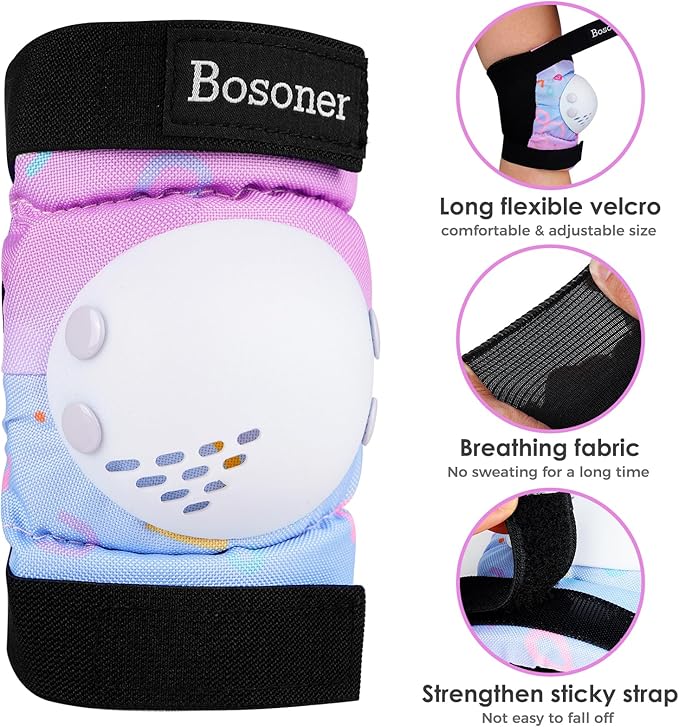 BOSONER Kids/Youth Knee Pad Elbow Pads for Roller Skates Cycling BMX Bike Skateboard Inline Rollerblading, Skating Skatings Scooter Riding Sports
