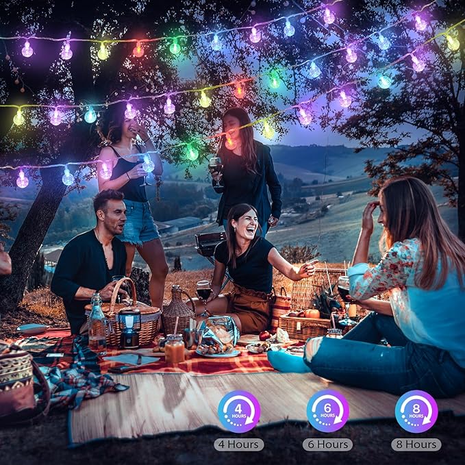 Color Changing String Lights Plug in, 33ft 60LED Connectable Crystal Globe String Lights Remote, Decorative Outdoor Twinkle Lights for Girl Gift Bedroom Patio Garden Tent Camp Party Christmas Décor