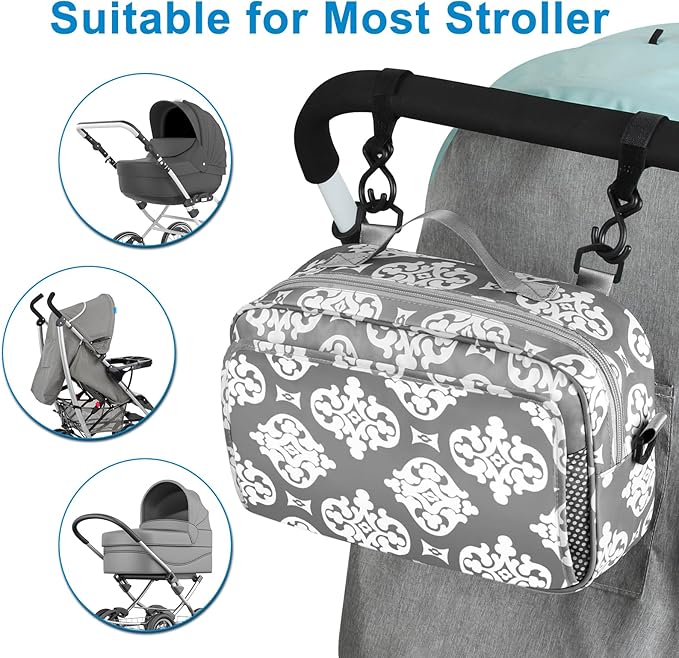 Accmor Stroller Organizer, Universal Stroller Organizer with Insulated Cup Holder Pocket, Dual Purpose Large Capacity Stroller Bag Caddy, Stroller Accessories Fits for Uppababy, Doona, Nuna Strollers