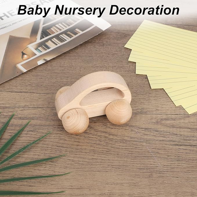 BOXOB Wooden Toys Cars, VehicleToy for Fine Motor Skill Development Wood Baby Push Race Car for Kids Toddlers Baby Boy Girl Birthday Nursery Decor Gift (Color 1)
