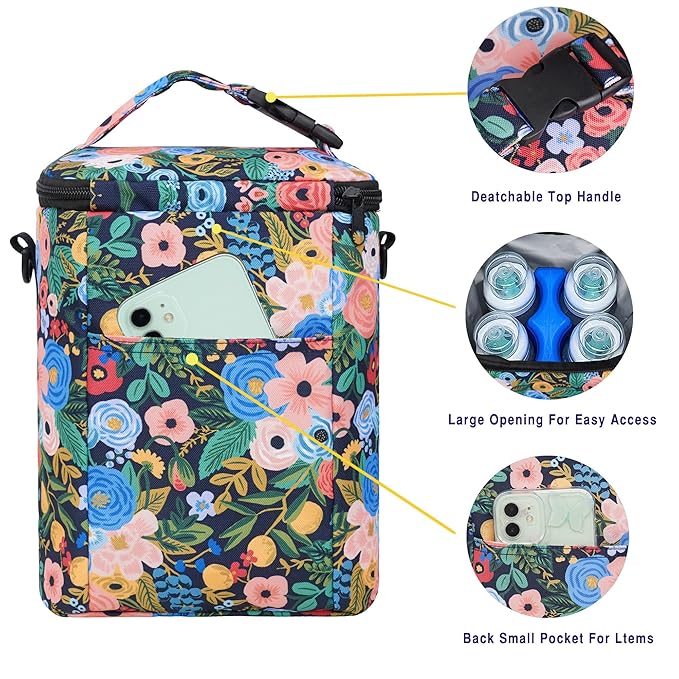 Breastmilk Cooler Bag with Ice Pack Fits 4 Baby Bottles Up to 9 Ounce Insulated Baby Bottle Bag Breast Milk Cooler on The Go with Strap Baby Bottle Cooler Bag for Nursing Mom Daycare or Travel