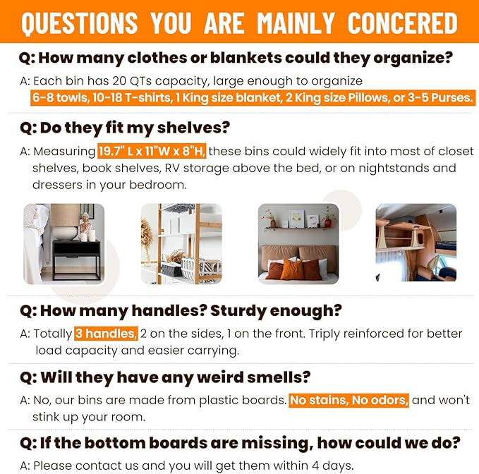 Extra Large Closet Organizers Bins 6 Pack - Blanket Basket for Organizing/Home Clothes Storage Bins for Jeans/Toy Organizers for Nursery/Wardrobe Shelf Closet Organization for Purse Hats Towel