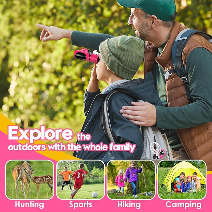 Binoculars for Kids, Toys for 3-12 Year Old Girls and Boys, Bird Watching Hiking 4 5 6 7 8 9 Year Old Girl Boy Christmas Birthday Gifts, Outdoor Toys for Kid Set with Magnifying Glass & Compass