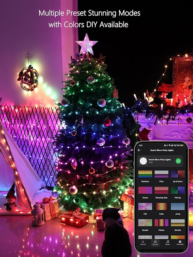 Brizled Smart RGB Fairy Lights Pro, 66FT 200 LED Orange Purple Halloween String Lights, Color Changing Christmas Fairy Light App Controlled, Dimmable Tree Light Music Sync Work with Google Home Alexa