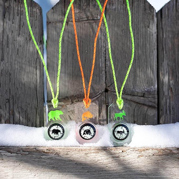 Big Discoveries Wildlife Compass for Kids - Children's Compasses for Camping, Hiking, and Exploring | Break-Away Neon Lanyard