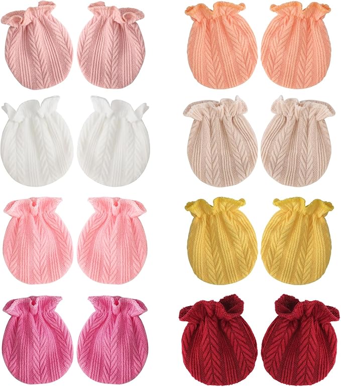 BQUBO Newborn Infant Toddler Mittens No Scratch Cotton Elastic Wrist Gloves Hypoallergenic for 0-6 Months Baby Boys Girls