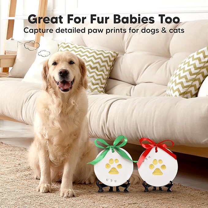 Baby Hand and Footprint Kit Girls, Boys - Personalized Baby Footprint Ornament Kit, Newborn Keepsake Gifts for New Mom, Easy to Use Handprint Makers, Cute Shower Gifts (Squash,Multi-Colored)