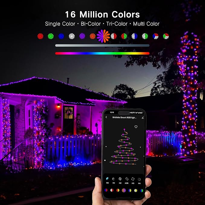 Brizled Smart Christmas Lights, 65ft 198 LED Color Changing Mini Lights, WiFi APP Controlled Xmas Tree Light, Dimmable Christmas Light Work with Alexa Google Home for Indoor Outdoor Year-Round Decor