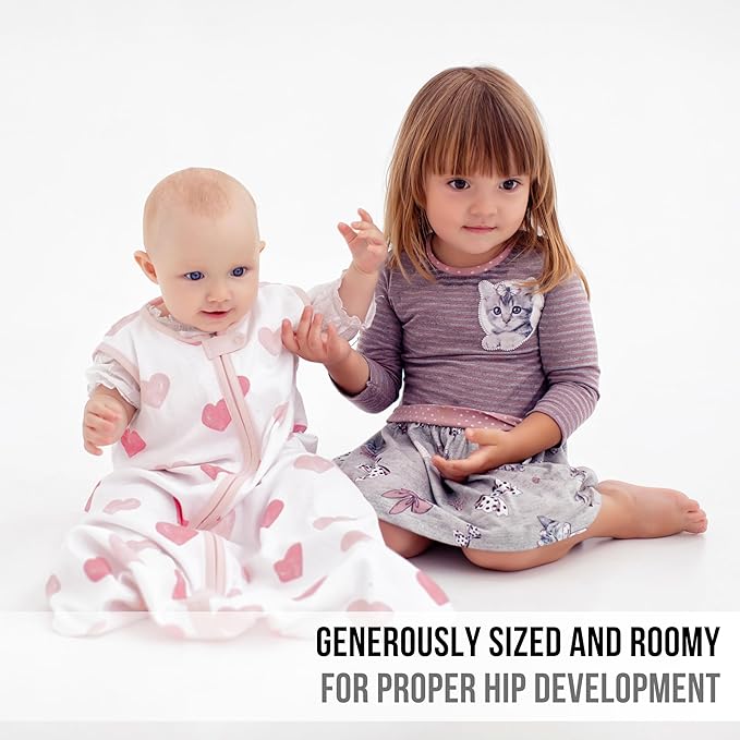 Baby Sleep Sack 1.0 TOG, Organic Cotton Baby Wearable Blanket with Two-Way Zipper, Swaddle Transition Baby Sleeping Bag, All-Season Sleep Sack for Newborn Infant Toddler Boy Girl, 2-Pack, XXL