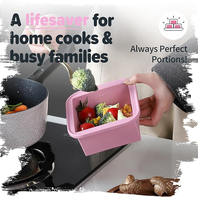 2-Cup Silicone Freezer Trays with Lids – Perfect for Meal Prep, Portion Control, and Easy Freezing-Meal Prep Container Molds for Soup,Leftovers (Cotton Candy, 4 Pack)