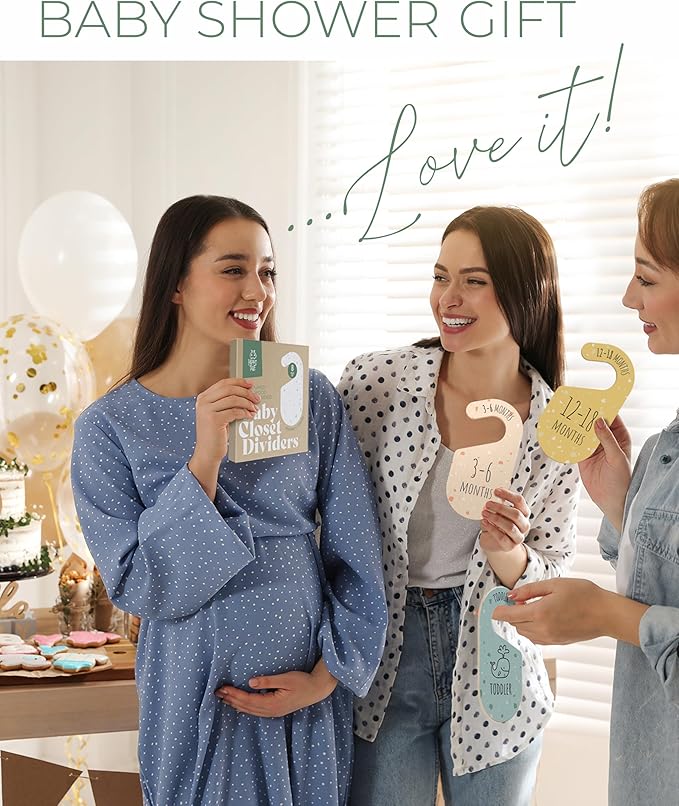 Colorful Baby Size Closet Dividers - Wooden Baby Clothes Organizer for Nursery Decor, Storage & Organization - 8 Pcs of Baby Closet Dividers Ideal as Neutral Nursery Storage Organizers