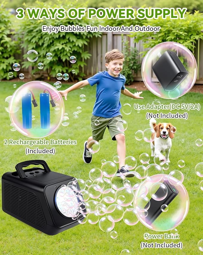 Bubble Machine Rotating Bubble Maker for Kids - 20000+ Big Bubbles Per Minute Bubbles for Toddlers 1-3| Rechargeable Atomatic Bubble Blower for Indoor Outdoor Party Weeding