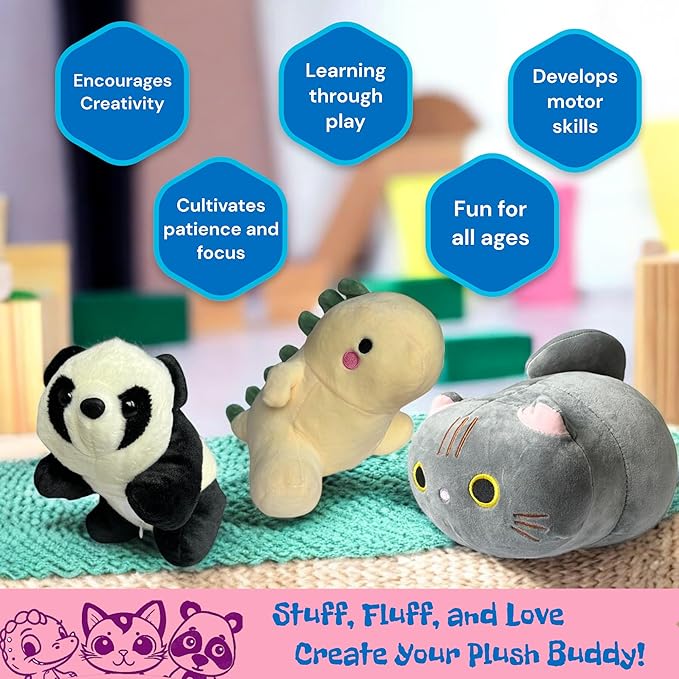 Generic 3-Pack 8" Make Your Own Stuffed Animal Kit - No Sew Crafts for Kids - DIY Children Dinosaur Pillow - Unstuffed Plush Animals Kit