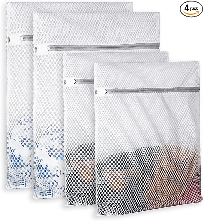 Extra Large Honeycomb Mesh Laundry Bag125gsm Net Fabric Durable and Reusable Delicate Wash Bag,Travel Organization Bag for Lingerie,Clothes,Jeans,Bath Towel,Sock (Set of 4(2L+2XL))