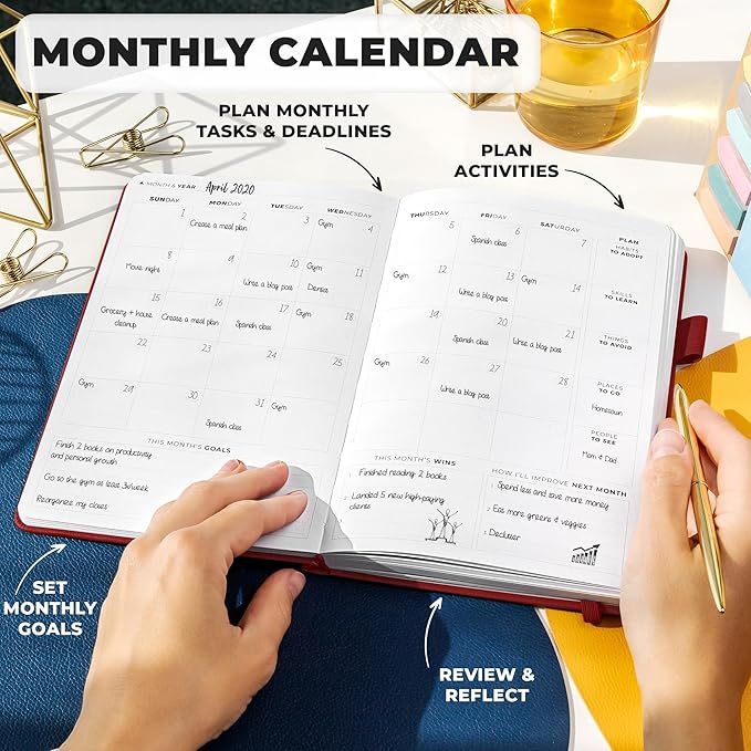 Clever Fox Planner Premium Edition – Undated Luxurious Weekly & Monthly Planner to Increase Productivity and Hit Your Goals – Organizer – Start Anytime, A5, Lasts 1 Year, Red (Weekly)