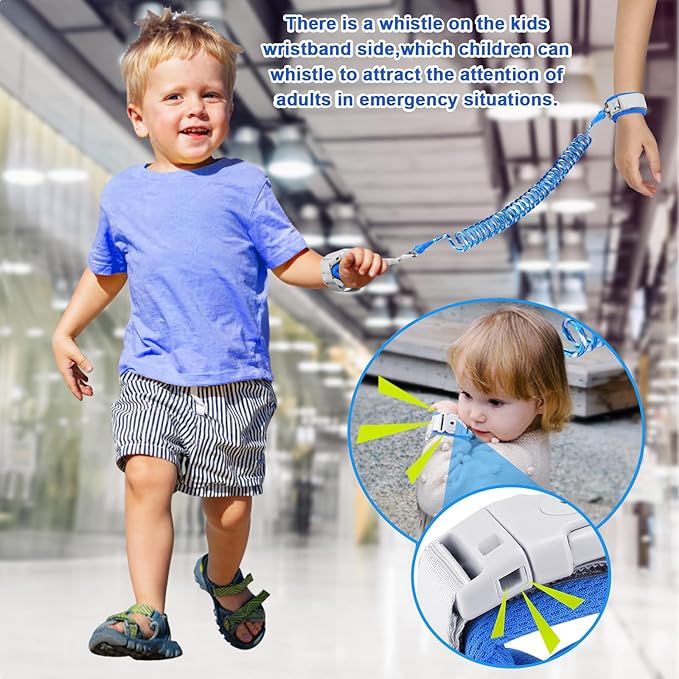 Accmor Toddler Leash with Reflective Baby Anti Lost Wrist Link, 2 in 1 Kids Walking Harnesses Belt Leashes with Key Lock for Boys Age 1-4, Keep Child Close Wristband Rope Tether for Outdoor Travel