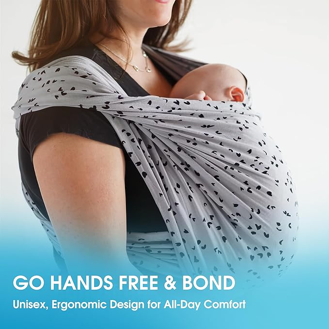 Baby K'tan Baby Wrap Carrier - Pre Wrapped and Simple as 1-2-3, Pillowy Soft, Slip On - Not Like Any Newborn Sling, No Rings, No Tying, No Buckles - Original Sweetheart Grey (Large)