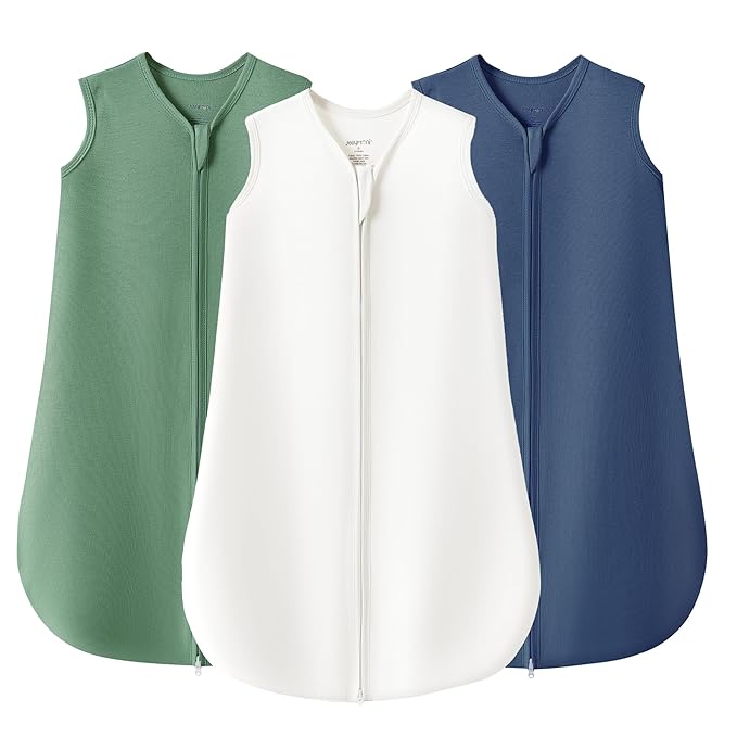 JELLYMONI Baby Sleep Sack 12-18 Months 100% Cotton Wearable Blanket, 0.5 TOG Soft Lightweight Toddler Sleeping Sack 3 Pack 2-Way Zipper Newborn Sleep Sacks