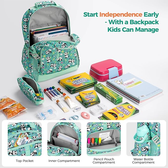 Choco Mocha Cheetah Backpack for Girls, Elementary School Backpack for Girls Ages 6-8 Kids Kindergarten Backpack Large Bookbag 18 Inch with Chest Strap, Green