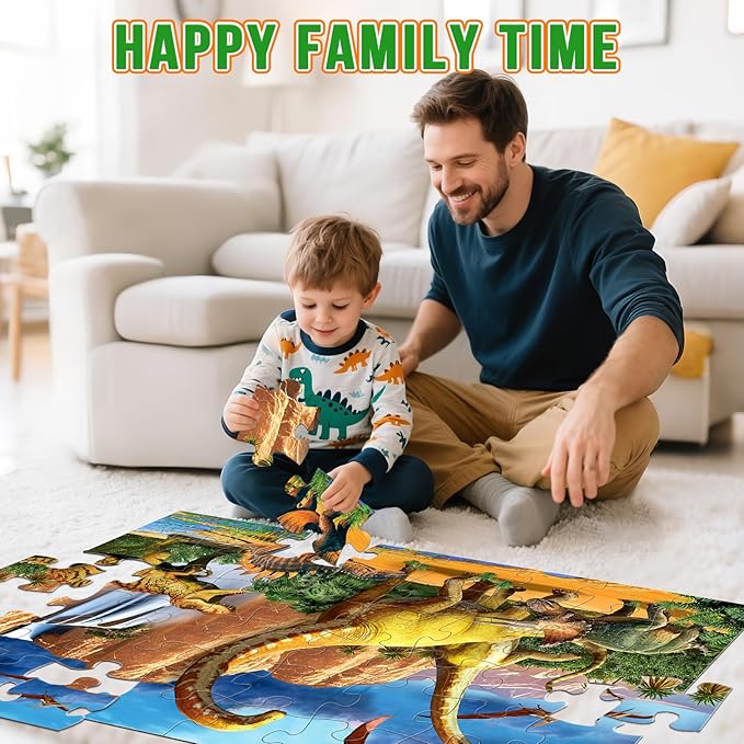 Jumbo Floor Puzzle for Kids,48 Piece Waterfall Dinosaur Large Jigsaw Puzzles, Fun Preschool Educational Toy for Toddlers Ages 3-5,Gift for Boy Girl Ages 4-8