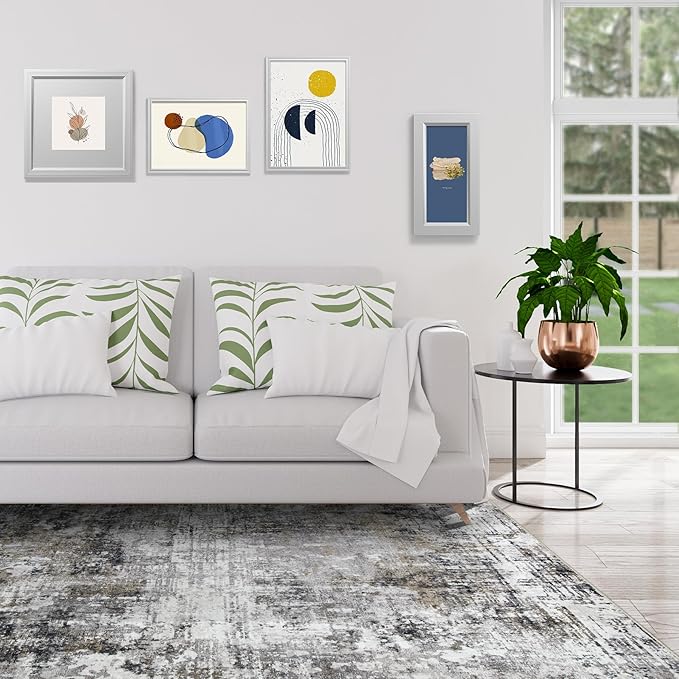 8x10 Area Rugs for Living Room Rug Washable: Modern Large Rug for Dining Room Bedroom Carpet Non Slip 8 by 10 Indoor Abstract Nursery Home Office Black Gold