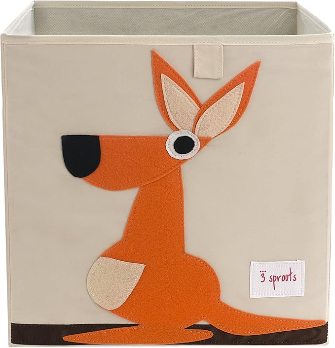 3 Sprouts Toy Storage Organizer: Toy Box Cube Organizer for Playroom, Nursery - Foldable Storage Bin - Kangaroo