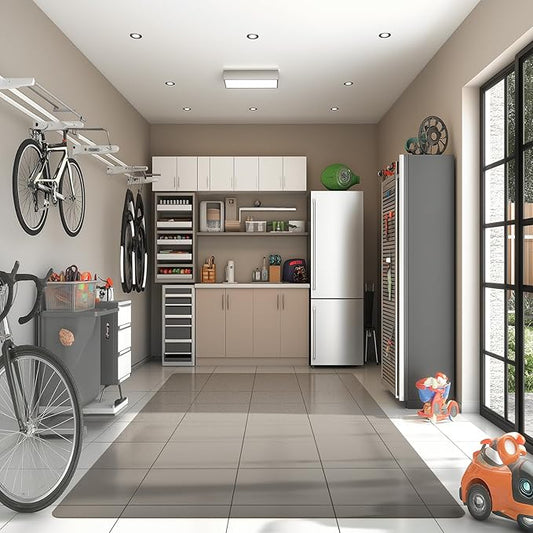 Floor Mat for Outdoor Indoor, 8'×10' Large Translucent Black Plastic Area Rug for Dining Room, Durable Non-Slip Hard Floor Living Room Rug, Waterproof Floor Protector for Garage, High Traffic Areas