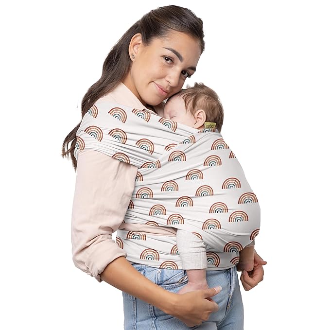 Boba Baby Wrap Carrier – Original Baby Sling Carrier for Newborns (7–35 lbs), Soft, Secure, Hands-Free & Ergonomic, Ideal for Comfortable Bonding, New Parents (Serenity Rainbow)