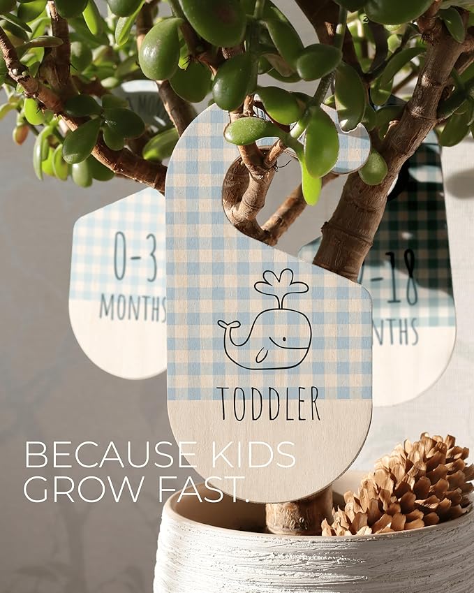 Baby Closet Dividers - Blue Baby Clothes Organizer for Nursery Decor, Storage & Organization - 8 Size Closet Dividers for Hanging Clothes, Gender Neutral Nursery Must Haves & Essentials