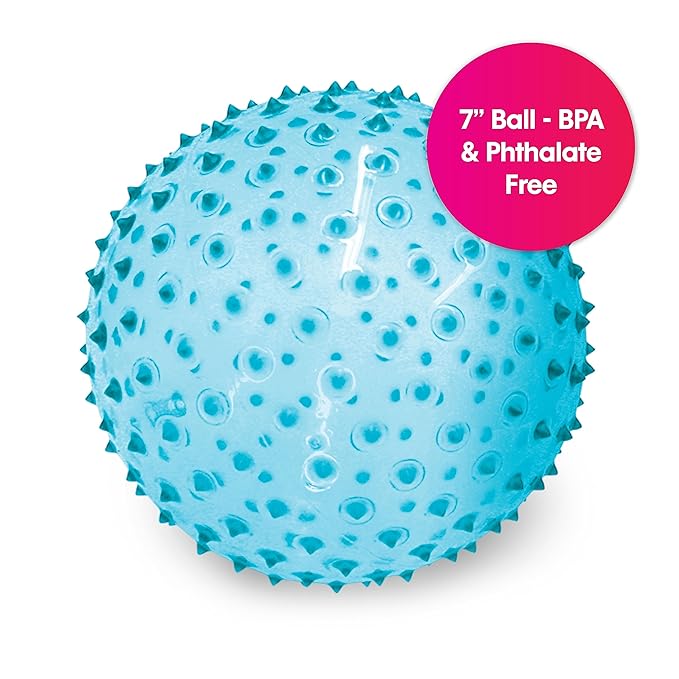Edushape Sensory Ball for Baby - 7” Transparent Primary Color Baby Ball that Helps Enhance Gross Motor Skills for Kids Aged 6 Months & Up - Pack of 1 Vibrant Colorful and Unique Textured Ball for Baby