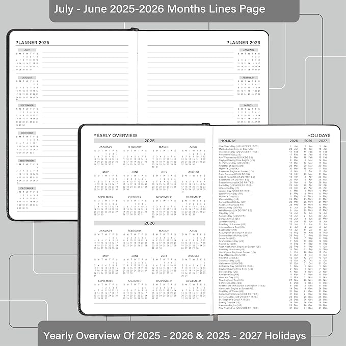 2025-2026 Appointment Book & Planner - Jul 2025 - Jun 2026, Daily Hourly Planner, 5.75" X 8.25", 60-Minute Interval, Faux Soft Leather Cover, Premium Paper, Academic Calendar, Pen Holder, Inner Pocket