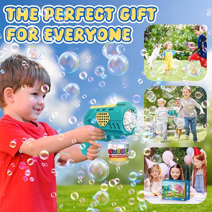 Eaglestone Bubble Guns for Toddlers 2 Packs, LED Light Automatic Bubble Machine Gun for Kids 4-8, Bubble Toys with Bubble Solution,Concentrate, Bubble Blaster Party Favor, Summer Outdoor Toys Gift