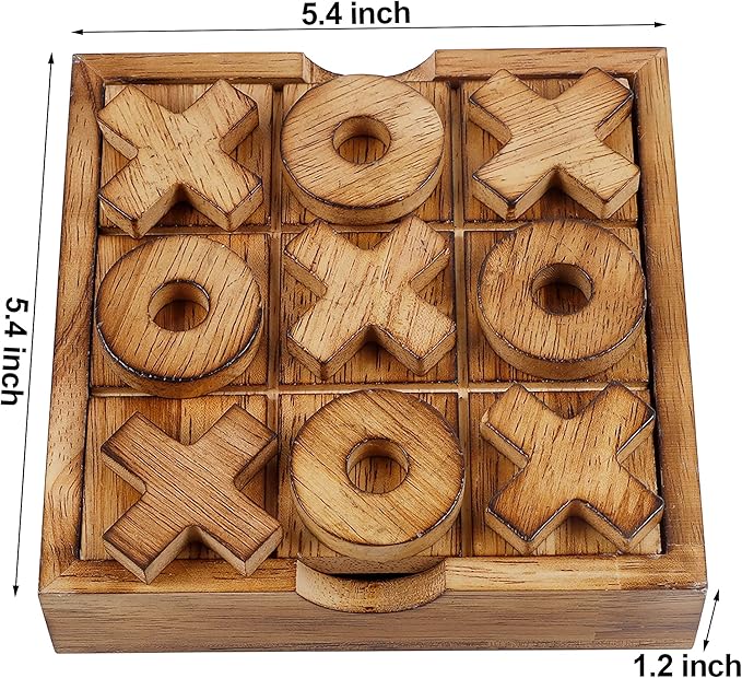 Glintoper Tic Tac Toe & Tumble Tower Blocks Tables Game Set, Classic Wood Stacking Game & XOXO Board Games for Kids Family, Living Room Rustic Coffee Table Decor, Travel Strategy Board Games