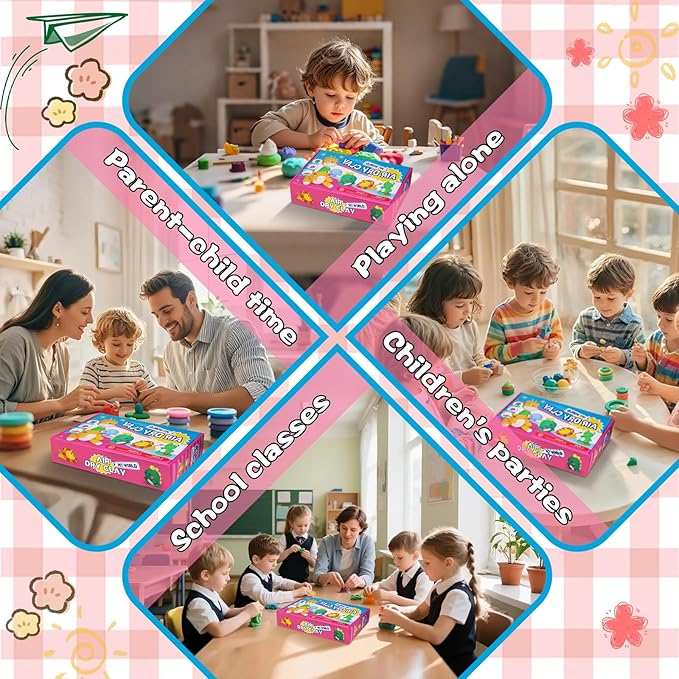 ifergoo Air Dry Clay for Kids - Animal Modeling Clay Kit, 6 Animal Designs with Sculpting Tools & Tutorials, Ultra Light & Soft, Arts & Crafts DIY Creative Toys, Gifts for Age 3-12 Girls & Boys